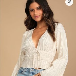 Champagne Pleated Bell Sleeve Lulu Top Size M